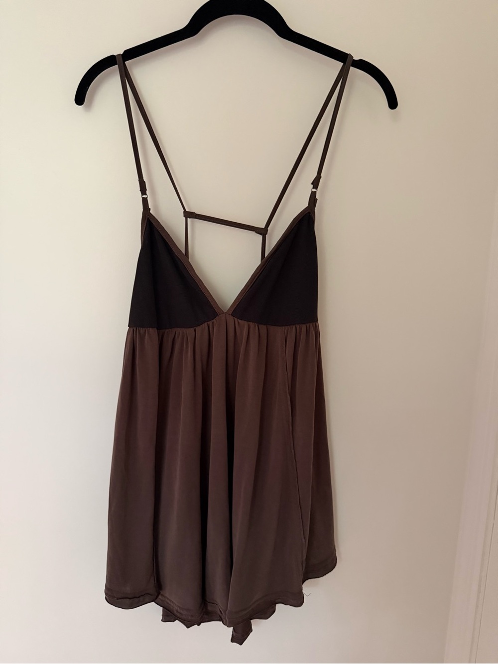 Free People Brown and Black Strappy Slip Camisole